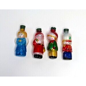 Vintage Avon Set of 4 Glass Christmas Light Covers Angel Santa Soldier Elf Boxed